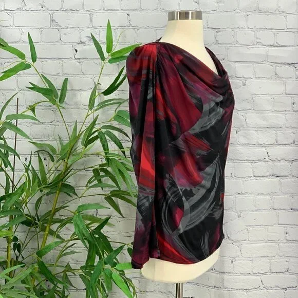 🎉Worthington Stretch Red, Maroon & Black Top - Picture 2 of 6